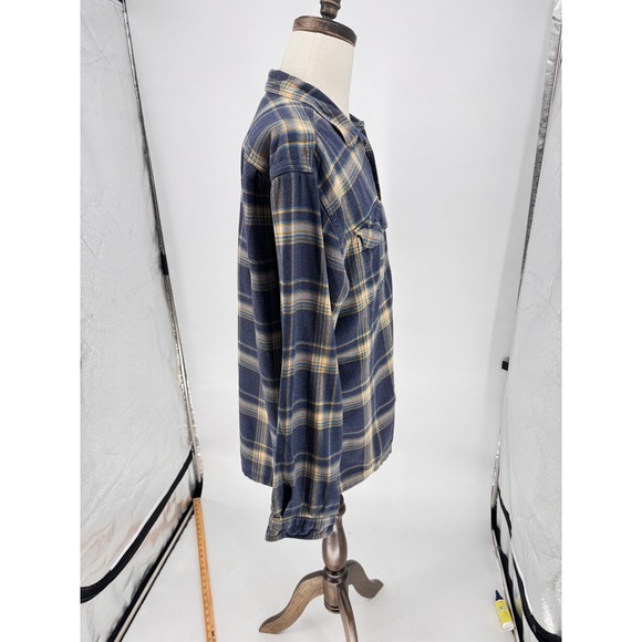 Patagonia Men's Organic Cotton Plaid Flannel Shirt XL Blue Yellow Workwear - Picture 5 of 13